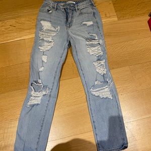 light wash straight leg jeans